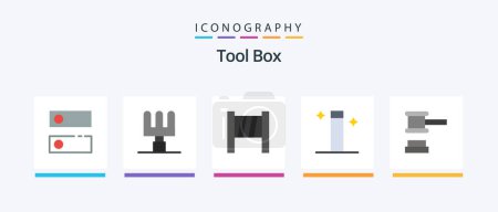 Téléchargez les illustrations : Tools Flat 5 Icon Pack Including . magic. tools. hammer. Creative Icons Design - en licence libre de droit