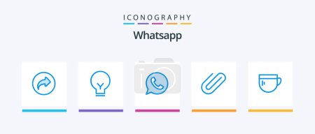 Illustration for Whatsapp Blue 5 Icon Pack Including tea. add. app. clip. attachment. Creative Icons Design - Royalty Free Image