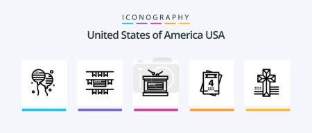 Téléchargez les illustrations : Usa Line 5 Icon Pack Including maony. american. american. usa. states. Creative Icons Design - en licence libre de droit