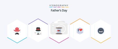 Illustration for Fathers Day 25 Flat icon pack including . . dad. timepiece. family time - Royalty Free Image