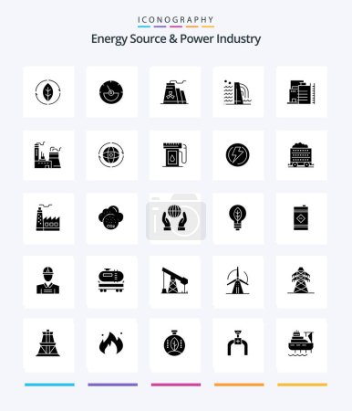 Illustration for Creative Energy Source And Power Industry 25 Glyph Solid Black icon pack  Such As gasoline. attom. building. earth. globe - Royalty Free Image