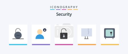 Ilustración de Security Flat 5 Icon Pack Including pc. alert. privacy. unlock. safety. Creative Icons Design - Imagen libre de derechos