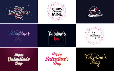 Illustration for Happy Valentine's Day greeting card template with a romantic theme and a red and pink color scheme - Royalty Free Image