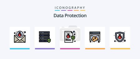 Ilustración de Data Protection Line Filled 5 Icon Pack Including email. token. deny. signature. transfer. Creative Icons Design - Imagen libre de derechos