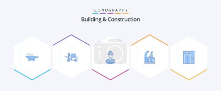 Illustration for Building And Construction 25 Blue icon pack including construction. industry. truck. repair. carpenter - Royalty Free Image