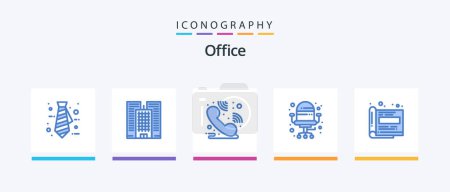 Illustration for Office Blue 5 Icon Pack Including . paper. hotline. office. design. Creative Icons Design - Royalty Free Image
