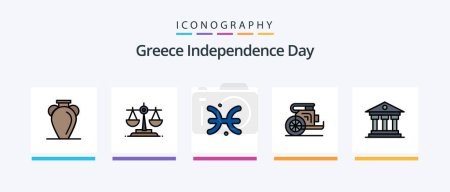 Téléchargez les illustrations : Greece Independence Day Line Filled 5 Icon Pack Including printer. zodiac. culture. sagittarius. vase. Creative Icons Design - en licence libre de droit