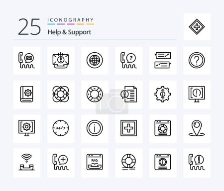 Illustration for Help And Support 25 Line icon pack including help. chat. help. support. interface - Royalty Free Image