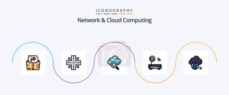 Illustration for Network And Cloud Computing Line Filled Flat 5 Icon Pack Including technology. light. technology. idea. technology - Royalty Free Image
