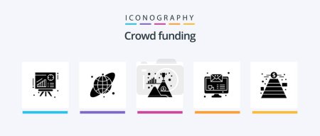 Illustration for Crowdfunding Glyph 5 Icon Pack Including money. fundraising. mountain. finance. message. Creative Icons Design - Royalty Free Image