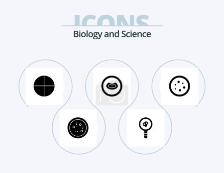 Téléchargez les illustrations : Biology Glyph Icon Pack 5 Icon Design. equipment. biology. microbiology. mouth. anatomy - en licence libre de droit