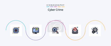 Téléchargez les illustrations : Cyber Crime Line Filled Flat 5 Icon Pack Including . spy ware. virus - en licence libre de droit