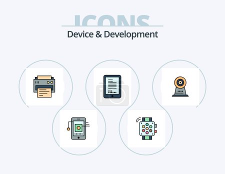 Téléchargez les illustrations : Device And Development Line Filled Icon Pack 5 Icon Design. device. hardware. education. cell . picture - en licence libre de droit