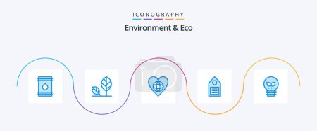 Téléchargez les illustrations : Environment And Eco Blue 5 Icon Pack Including environment. eco. leaf. like. world - en licence libre de droit