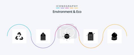 Téléchargez les illustrations : Environment And Eco Glyph 5 Icon Pack Including energy. battery. tag. power. green - en licence libre de droit