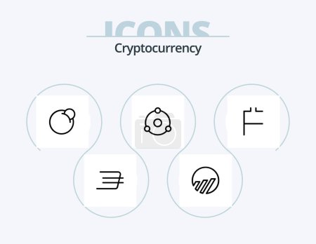 Téléchargez les illustrations : Cryptocurrency Line Icon Pack 5 Icon Design. coin. crypto currency. crypto currency. crypto. ion - en licence libre de droit