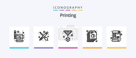 Illustration for Printing Line 5 Icon Pack Including color. warehouse. measure. goods. document. Creative Icons Design - Royalty Free Image