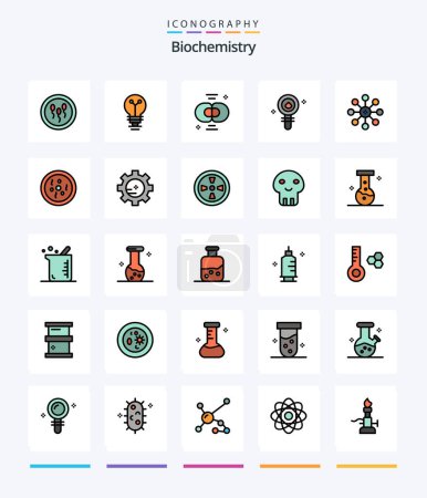 Illustration for Creative Biochemistry 25 Line FIlled icon pack  Such As chemistry. biology. biochemistry. biochemistry. chemistry - Royalty Free Image