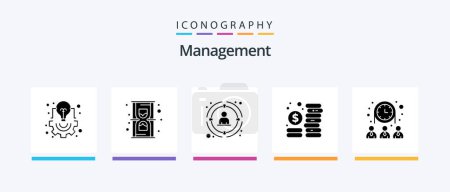 Illustration for Management Glyph 5 Icon Pack Including management. coins. time. budget. people. Creative Icons Design - Royalty Free Image
