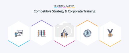 Ilustración de Competitive Strategy And Corporate Training 25 FilledLine icon pack including expense. consumption. forward. intent. desire - Imagen libre de derechos