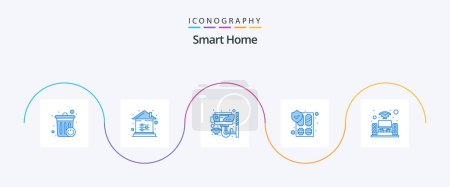 Illustration for Smart Home Blue 5 Icon Pack Including door. protect. cctv. home. surveillance - Royalty Free Image