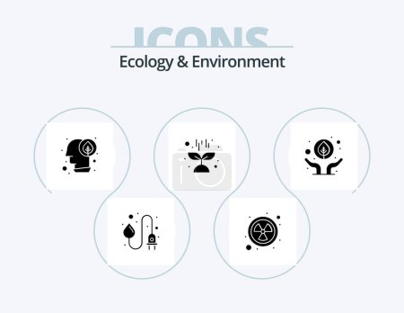 Ilustración de Ecology And Environment Glyph Icon Pack 5 Icon Design. hand. sprout. idea. science. nature - Imagen libre de derechos
