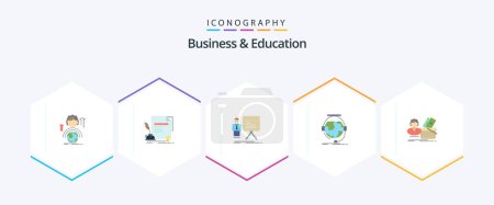 Ilustración de Business And Education 25 Flat icon pack including education. progress. document. graph. businessman - Imagen libre de derechos