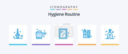 Illustration for Hygiene Routine Blue 5 Icon Pack Including spray. makeup. mirror. hygiene. cleaning. Creative Icons Design - Royalty Free Image