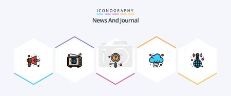 Illustration for News 25 FilledLine icon pack including news. broadcasting. research. world wide. prediction - Royalty Free Image