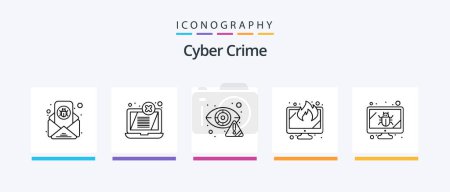 Illustration for Cyber Crime Line 5 Icon Pack Including screen. wall. display. security. fire. Creative Icons Design - Royalty Free Image