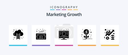 Ilustración de Marketing Growth Glyph 5 Icon Pack Including growth. investment. finance. growth. protect. Creative Icons Design - Imagen libre de derechos