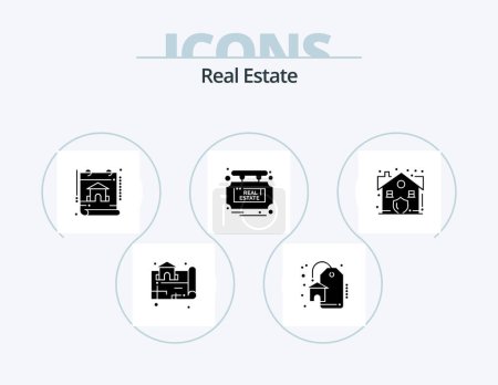 Illustration for Real Estate Glyph Icon Pack 5 Icon Design. real. estate. construction. sale. estate - Royalty Free Image