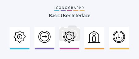 Ilustración de Basic Line 5 Icon Pack Including download. set. signs. interface. Creative Icons Design - Imagen libre de derechos
