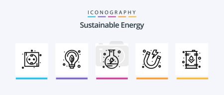 Téléchargez les illustrations : Sustainable Energy Line 5 Icon Pack Including power. electricity. electrical. plant. eco. Creative Icons Design - en licence libre de droit