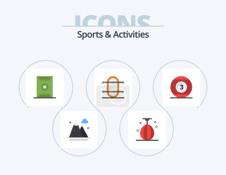 Téléchargez les illustrations : Sports and Activities Flat Icon Pack 5 Icon Design. physic. crew. speed. stadium. sport - en licence libre de droit