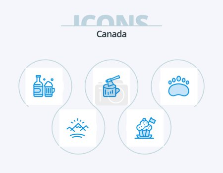 Téléchargez les illustrations : Canada Blue Icon Pack 5 Icon Design. badge. timber. flag. log. canada - en licence libre de droit