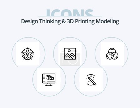 Ilustración de Design Thinking And D Printing Modeling Line Icon Pack 5 Icon Design. d modeld. project. brosher. satanic. computing - Imagen libre de derechos
