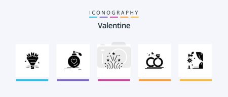 Illustration for Valentine Glyph 5 Icon Pack Including wedding. firework. love. fire. valentine. Creative Icons Design - Royalty Free Image