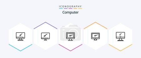 Illustration for Computer 25 Line icon pack including . - Royalty Free Image