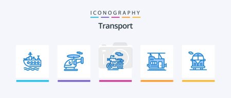 Illustration for Transport Blue 5 Icon Pack Including . transport. public transport. bus. Creative Icons Design - Royalty Free Image