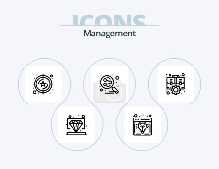 Illustration for Management Line Icon Pack 5 Icon Design. light. creative. light bulb. bulb. people - Royalty Free Image