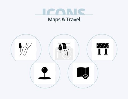 Ilustración de Maps and Travel Glyph Icon Pack 5 Icon Design. . block. - Imagen libre de derechos