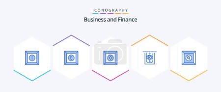 Illustration for Finance 25 Blue icon pack including . . product. search. box - Royalty Free Image