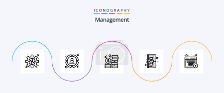 Illustration for Management Line 5 Icon Pack Including time. hourglass. people. clock. investment - Royalty Free Image