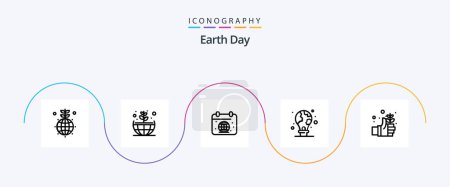 Ilustración de Earth Day Line 5 Icon Pack Including earth. light bulb. day. light. protection - Imagen libre de derechos