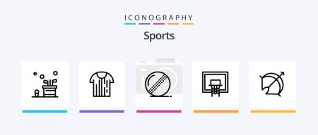 Téléchargez les illustrations : Sports Line 5 Icon Pack Including clothing. shirt. t-shirt. basketball. bowler. Creative Icons Design - en licence libre de droit