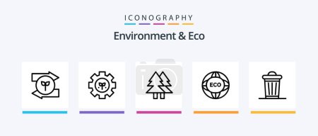 Téléchargez les illustrations : Environment And Eco Line 5 Icon Pack Including environment. ecology. green eco. battery. leaf. Creative Icons Design - en licence libre de droit
