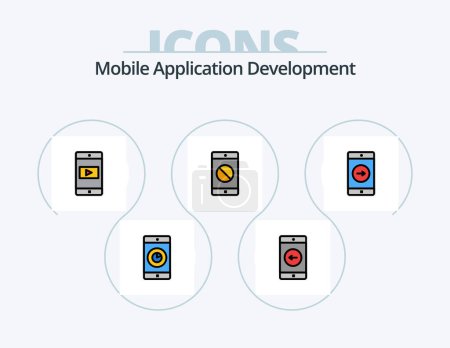 Téléchargez les illustrations : Mobile Application Development Line Filled Icon Pack 5 Icon Design. mobile. mobile application. mobile. mobile. lock - en licence libre de droit