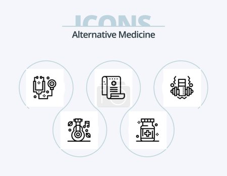 Téléchargez les illustrations : Alternative Medicine Line Icon Pack 5 Icon Design. medicine. healthcare. medicine. health. tools - en licence libre de droit