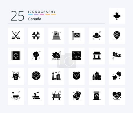Téléchargez les illustrations : Canada 25 Solid Glyph icon pack including maple. canada. canada. autumn. wedding cake - en licence libre de droit